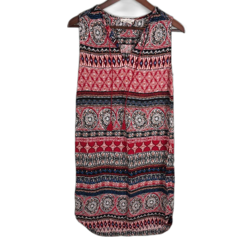 beachlunchlounge Red Black Print Sleeveless Dress